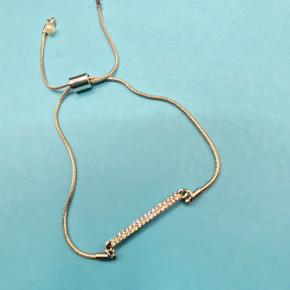 Silver Tone Bracelets Lot Of 3 Chain Slider Faux Beads - Picture 7 of 8